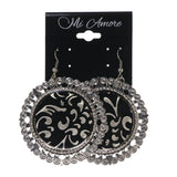 Silver-Tone & Black Colored Metal Dangle-Earrings #LQE1628