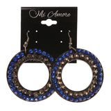 Black & Blue Colored Acrylic Dangle-Earrings With Crystal Accents #LQE1633