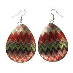 Red & Gold-Tone Colored Metal Dangle-Earrings #LQE1634