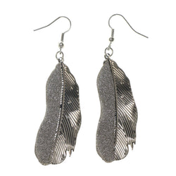 Feather Dangle-Earrings Silver-Tone Color #LQE1635