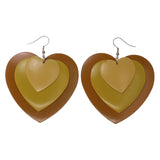 Heart Layered Dangle-Earrings Yellow Color #LQE1638