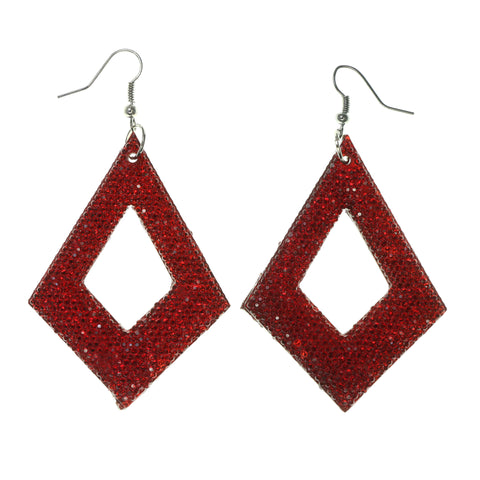 Red Metal Dangle-Earrings #LQE1641