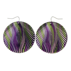 Purple & Green Colored Metal Dangle-Earrings #LQE1644