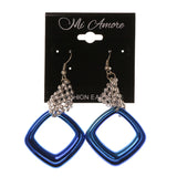 Blue & Silver-Tone Colored Metal Dangle-Earrings #LQE1647