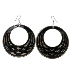 Black & Silver-Tone Colored Metal Dangle-Earrings #LQE1651