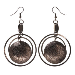 Silver-Tone & Black Colored Metal Dangle-Earrings #LQE1653