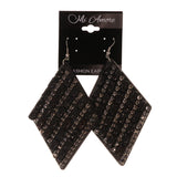 Black & Silver-Tone Acrylic Dangle-Earrings Crystal Accents #LQE1658