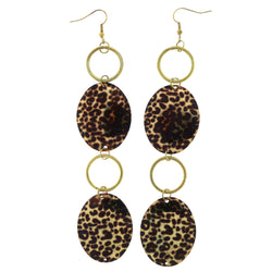 Gold-Tone & Brown Colored Metal Dangle-Earrings LQE165