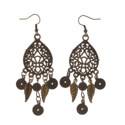 Leaf Flower Dangle-Earrings Gold-Tone Color #LQE1662