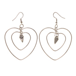 Heart Dangle-Earrings Silver-Tone Color #LQE1664