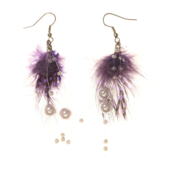 Colorful  Real Feather Cheetah Print Dangle-Earrings #LQE1670