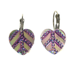 Heart Dangle-Earrings Purple Color #LQE1672