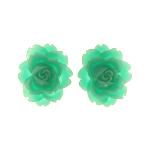 Flower Stud-Earrings Green Color #LQE1676