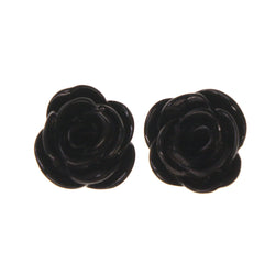 Rose Stud-Earrings Black Color #LQE1678