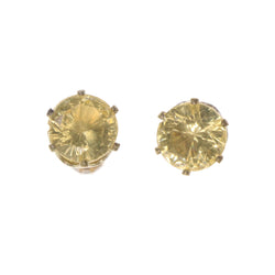 Yellow & Silver-Tone Colored Metal Stud-Earrings With Crystal Accents #LQE1680