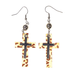 Colorful  Cross Cheetah Print Dangle-Earrings #LQE1682