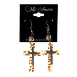 Colorful  Cross Cheetah Print Dangle-Earrings #LQE1682