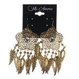 Flower Leaf Dangle-Earrings Gold-Tone Color #LQE1684