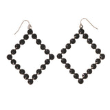 Black Metal Dangle-Earrings With Bead Accents #LQE1690