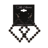 Black Metal Dangle-Earrings With Bead Accents #LQE1690