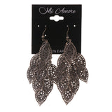 Silver-Tone & Black Colored Metal Chandelier-Earrings #LQE1692