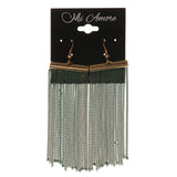 Green & Gold-Tone Colored Metal Dangle-Earrings With tassel Accents #LQE1693