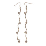 Silver-Tone Metal Dangle-Earrings With Crystal Accents #LQE1695
