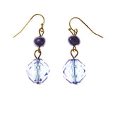 Blue & Gold-Tone Colored Acrylic Dangle-Earrings With Bead Accents #LQE1701