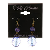 Blue & Gold-Tone Colored Acrylic Dangle-Earrings With Bead Accents #LQE1701