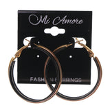 Black & Gold-Tone Colored Metal Hoop-Earrings #LQE1706
