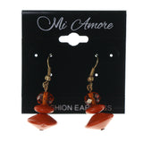 Orange & Gold-Tone Colored Acrylic Dangle-Earrings With Bead Accents #LQE1707