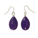 Purple & Silver-Tone Colored Acrylic Dangle-Earrings With Bead Accents #LQE1708