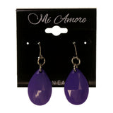 Purple & Silver-Tone Colored Acrylic Dangle-Earrings With Bead Accents #LQE1708