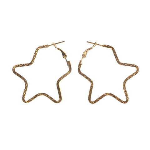 Star Hoop-Earrings Gold-Tone Color #LQE1721