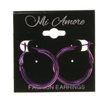 Purple Metal Hoop-Earrings #LQE1723