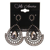 Black & Silver-Tone Metal -Dangle-Earrings Crystal Accents #LQE1733