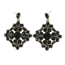 Black & Gold-Tone Metal -Dangle-Earrings Crystal Accents #LQE1734