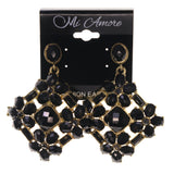 Black & Gold-Tone Metal -Dangle-Earrings Crystal Accents #LQE1734