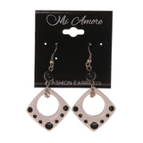 White & Black Colored Metal Dangle-Earrings With Crystal Accents #LQE1736