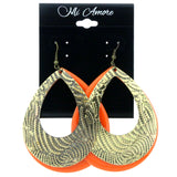 Metal Dangle-Earrings Gold-Tone & Orange