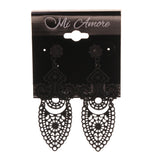 Flower Matte Drop-Dangle-Earrings Black Color #LQE1742