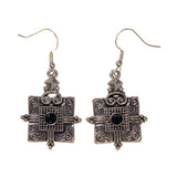 Silver-Tone & Black Colored Metal Dangle-Earrings #LQE1744