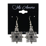 Silver-Tone & Black Colored Metal Dangle-Earrings #LQE1744
