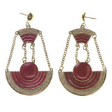 Gold-Tone & Pink Colored Metal Drop-Dangle-Earrings #LQE1748