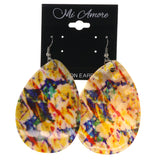 White & Multi Colored Metal Dangle-Earrings #LQE1749