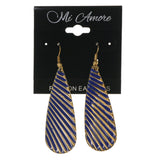 Blue & Gold-Tone Colored Metal Dangle-Earrings #LQE1750