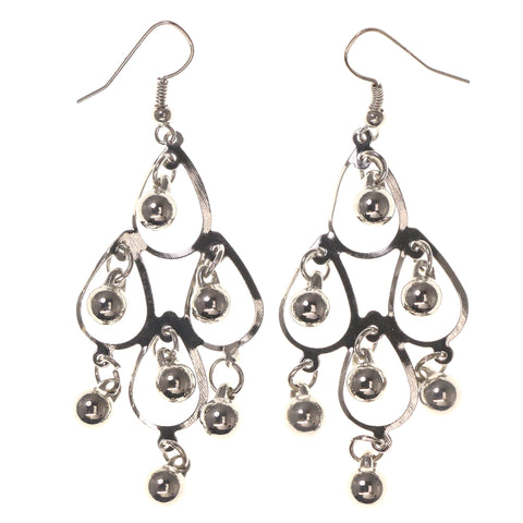 Silver-Tone Metal Dangle-Earrings With Bead Accents #LQE1753