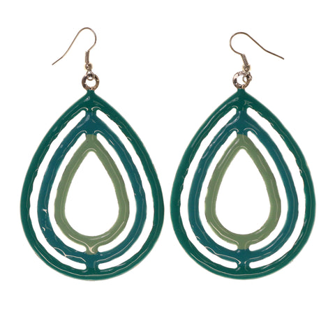 Green & Blue Colored Metal Dangle-Earrings #LQE1757