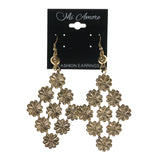 Flower Dangle-Earrings Gold-Tone Color #LQE1766