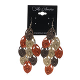 Brown & Orange Colored Metal Chandelier-Earrings #LQE1767